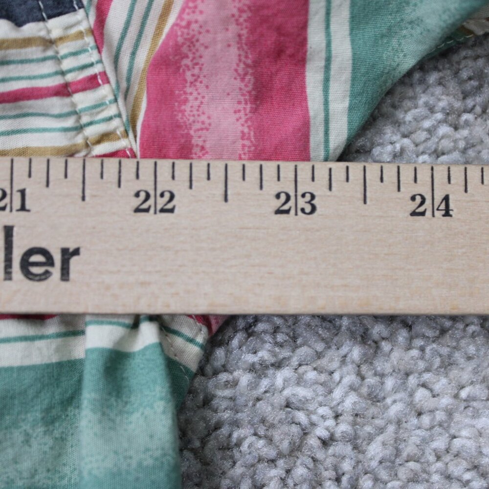 Orvis Shirt Mens Medium Green/Pink Striped 100% Cotton Short Sleeve Button - Picture 8 of 10